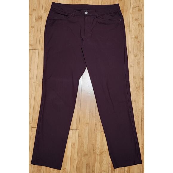 Lululemon Pants Men 34x31 ABC Classic Fit 5 Pocket Warpstreme Chino Burgundy Red - Picture 1 of 8